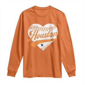 Houston Clutch City Long Sleeve Shirt Baseball Heart Varsity Script Vintage Sports Fans TS10 Orange Print Your Wear