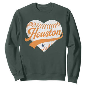 Houston Clutch City Sweatshirt Baseball Heart Varsity Script Vintage Sports Fans TS10 Dark Forest Green Print Your Wear