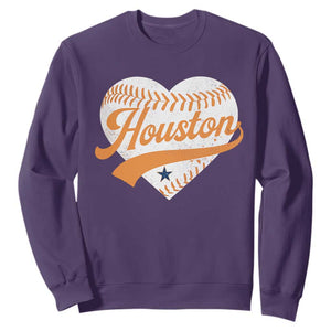 Houston Clutch City Sweatshirt Baseball Heart Varsity Script Vintage Sports Fans TS10 Purple Print Your Wear