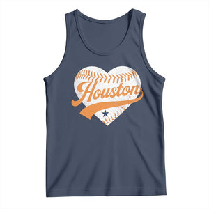 Houston Clutch City Tank Top Baseball Heart Varsity Script Vintage Sports Fans TS10 Navy Print Your Wear