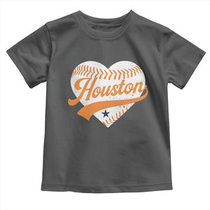 Houston Clutch City Toddler T Shirt Baseball Heart Varsity Script Vintage Sports Fans TS10 Dark Heather Print Your Wear