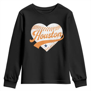 Houston Clutch City Youth Sweatshirt Baseball Heart Varsity Script Vintage Sports Fans TS10 Black Print Your Wear