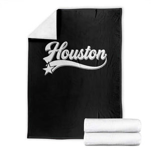 Retro Houston Throw Blanket Varsity Script Vintage Sports Jersey Style 80s 90s TS10 Black Print Your Wear