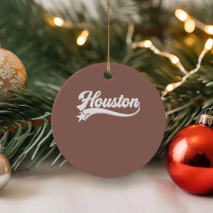 Retro Houston Ceramic Ornament Varsity Script Vintage Sports Jersey Style 80s 90s TS10 1pc Mocha Print Your Wear