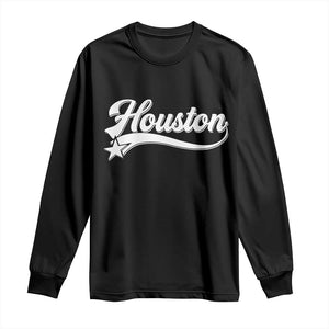 Retro Houston Long Sleeve Shirt Varsity Script Vintage Sports Jersey Style 80s 90s TS10 Black Print Your Wear