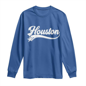 Retro Houston Long Sleeve Shirt Varsity Script Vintage Sports Jersey Style 80s 90s TS10 Royal Blue Print Your Wear