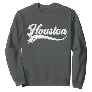 Retro Houston Sweatshirt Varsity Script Vintage Sports Jersey Style 80s 90s TS10 Dark Heather Print Your Wear