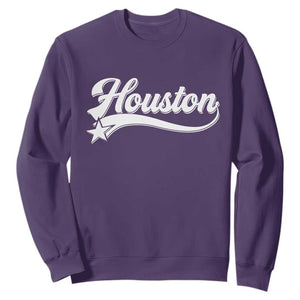 Retro Houston Sweatshirt Varsity Script Vintage Sports Jersey Style 80s 90s TS10 Purple Print Your Wear