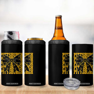 Pittsburgh Coquette Bow 4 in 1 Can Cooler Tumbler Retro Sports Style Pirate Skull TS10 Print Your Wear