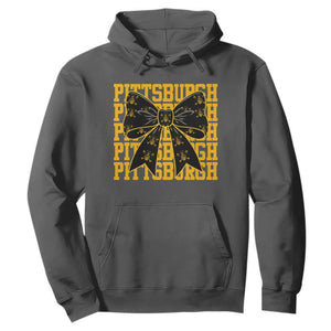 Pittsburgh Coquette Bow Hoodie Retro Sports Style Pirate Skull TS10 Dark Heather Print Your Wear