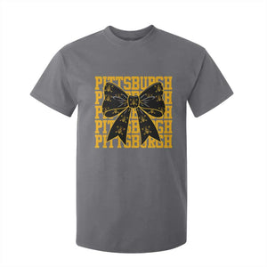 Pittsburgh Coquette Bow T Shirt For Kid Retro Sports Style Pirate Skull TS10 Charcoal Print Your Wear