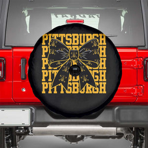 Pittsburgh Coquette Bow Spare Tire Cover Retro Sports Style Pirate Skull TS10 Black Print Your Wear