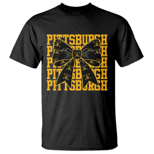 Pittsburgh Coquette Bow T Shirt Retro Sports Style Pirate Skull TS10 Black Print Your Wear