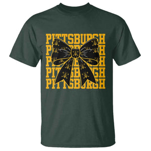 Pittsburgh Coquette Bow T Shirt Retro Sports Style Pirate Skull TS10 Dark Forest Green Print Your Wear
