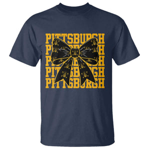 Pittsburgh Coquette Bow T Shirt Retro Sports Style Pirate Skull TS10 Navy Print Your Wear