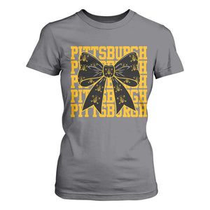Pittsburgh Coquette Bow T Shirt For Women Retro Sports Style Pirate Skull TS10 Charcoal Print Your Wear