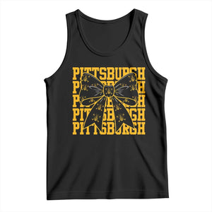 Pittsburgh Coquette Bow Tank Top Retro Sports Style Pirate Skull TS10 Black Print Your Wear