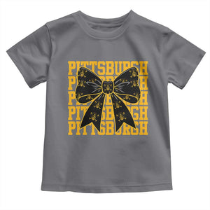 Pittsburgh Coquette Bow Toddler T Shirt Retro Sports Style Pirate Skull TS10 Charcoal Print Your Wear