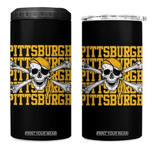 Pittsburgh Lovers 4 in 1 Can Cooler Tumbler Retro Pennsylvania Steel City Pirate Skull TS10 One Size: 16 oz Black Print Your Wear