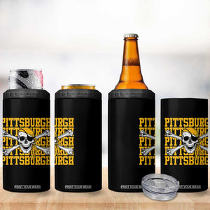 Pittsburgh Lovers 4 in 1 Can Cooler Tumbler Retro Pennsylvania Steel City Pirate Skull TS10 Print Your Wear