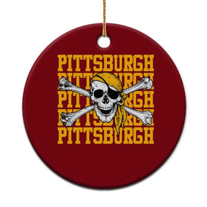 Pittsburgh Lovers Ceramic Ornament Retro Pennsylvania Steel City Pirate Skull TS10 1pc Red Print Your Wear