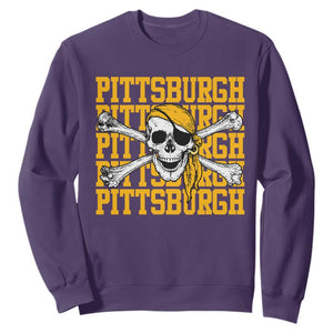 Pittsburgh Lovers Sweatshirt Retro Pennsylvania Steel City Pirate Skull TS10 Purple Print Your Wear