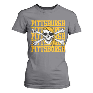 Pittsburgh Lovers T Shirt For Women Retro Pennsylvania Steel City Pirate Skull TS10 Charcoal Print Your Wear