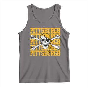 Pittsburgh Lovers Tank Top Retro Pennsylvania Steel City Pirate Skull TS10 Deep Heather Print Your Wear