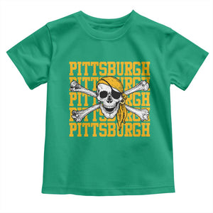 Pittsburgh Lovers Toddler T Shirt Retro Pennsylvania Steel City Pirate Skull TS10 Irish Green Print Your Wear