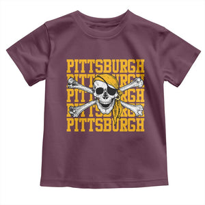 Pittsburgh Lovers Toddler T Shirt Retro Pennsylvania Steel City Pirate Skull TS10 Maroon Print Your Wear
