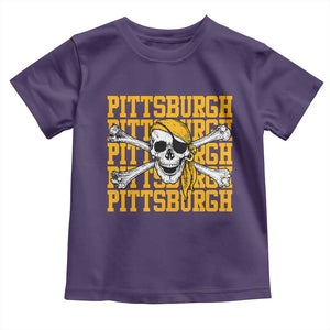 Pittsburgh Lovers Toddler T Shirt Retro Pennsylvania Steel City Pirate Skull TS10 Purple Print Your Wear