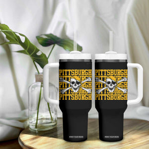 Pittsburgh Lovers Tumbler With Handle Retro Pennsylvania Steel City Pirate Skull TS10 Print Your Wear