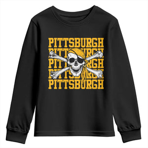 Pittsburgh Lovers Youth Sweatshirt Retro Pennsylvania Steel City Pirate Skull TS10 Black Print Your Wear