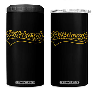 Vintage Pittsburgh 4 in 1 Can Cooler Tumbler Varsity Script Retro Sports Jersey Style Baseball Fans TS10 One Size: 16 oz Black Print Your Wear