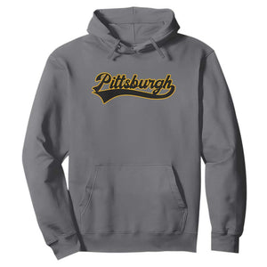 Vintage Pittsburgh Hoodie Varsity Script Retro Sports Jersey Style Baseball Fans TS10 Charcoal Print Your Wear