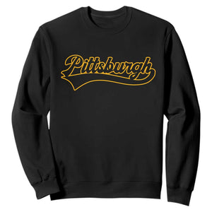 Vintage Pittsburgh Sweatshirt Varsity Script Retro Sports Jersey Style Baseball Fans TS10 Black Print Your Wear