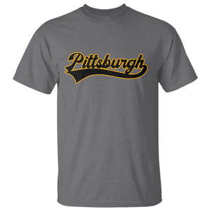 Vintage Pittsburgh T Shirt Varsity Script Retro Sports Jersey Style Baseball Fans TS10 Charcoal Print Your Wear