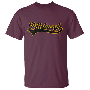 Vintage Pittsburgh T Shirt Varsity Script Retro Sports Jersey Style Baseball Fans TS10 Maroon Print Your Wear