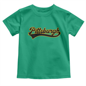 Vintage Pittsburgh Toddler T Shirt Varsity Script Retro Sports Jersey Style Baseball Fans TS10 Irish Green Print Your Wear