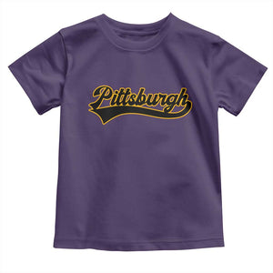 Vintage Pittsburgh Toddler T Shirt Varsity Script Retro Sports Jersey Style Baseball Fans TS10 Purple Print Your Wear