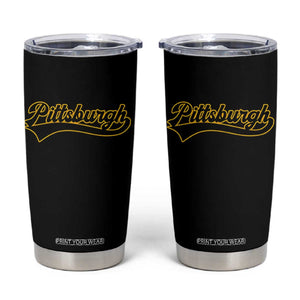 Vintage Pittsburgh Tumbler Cup Varsity Script Retro Sports Jersey Style Baseball Fans TS10 Black Print Your Wear