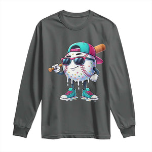 Baseball Life Style Long Sleeve Shirt Youth Drip Baseball Boys Kid TS10 Dark Heather Print Your Wear