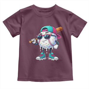 Baseball Life Style Toddler T Shirt Youth Drip Baseball Boys Kid TS10 Maroon Print Your Wear