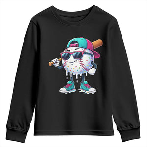 Baseball Life Style Youth Sweatshirt Youth Drip Baseball Boys Kid TS10 Black Print Your Wear