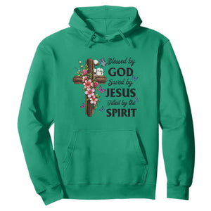 Blessed By God Saved By Jesus Hoodie Floral Cross Christian Faith Inspirational TS10 Irish Green Print Your Wear