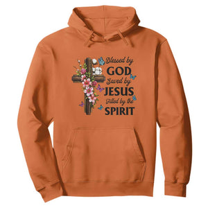 Blessed By God Saved By Jesus Hoodie Floral Cross Christian Faith Inspirational TS10 Orange Print Your Wear