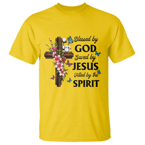 Blessed By God Saved By Jesus T Shirt Floral Cross Christian Faith Inspirational TS10 Daisy Print Your Wear