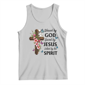 Blessed By God Saved By Jesus Tank Top Floral Cross Christian Faith Inspirational TS10 Ash Print Your Wear