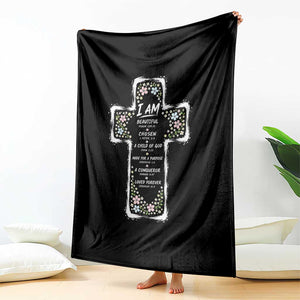 Christian Floral Cross Affirmation Throw Blanket Bible Verse Inspirational Faith Girl Christening Floral TS10 Print Your Wear