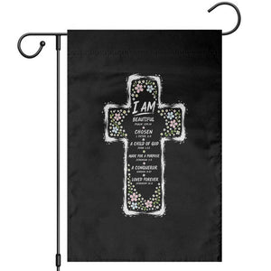 Christian Floral Cross Affirmation Garden Flag Bible Verse Inspirational Faith Girl Christening Floral TS10 Black Print Your Wear